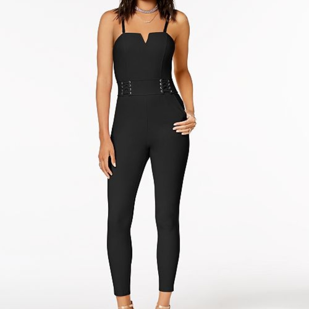 NWT Material Girl Lace Up Fitted Jumpsuit